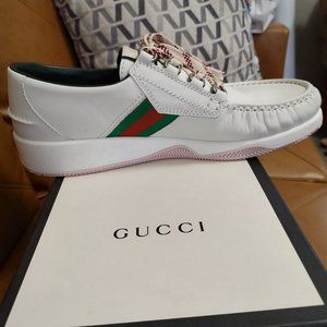 Gucci Men14 white casual tennis athletic boat shoe